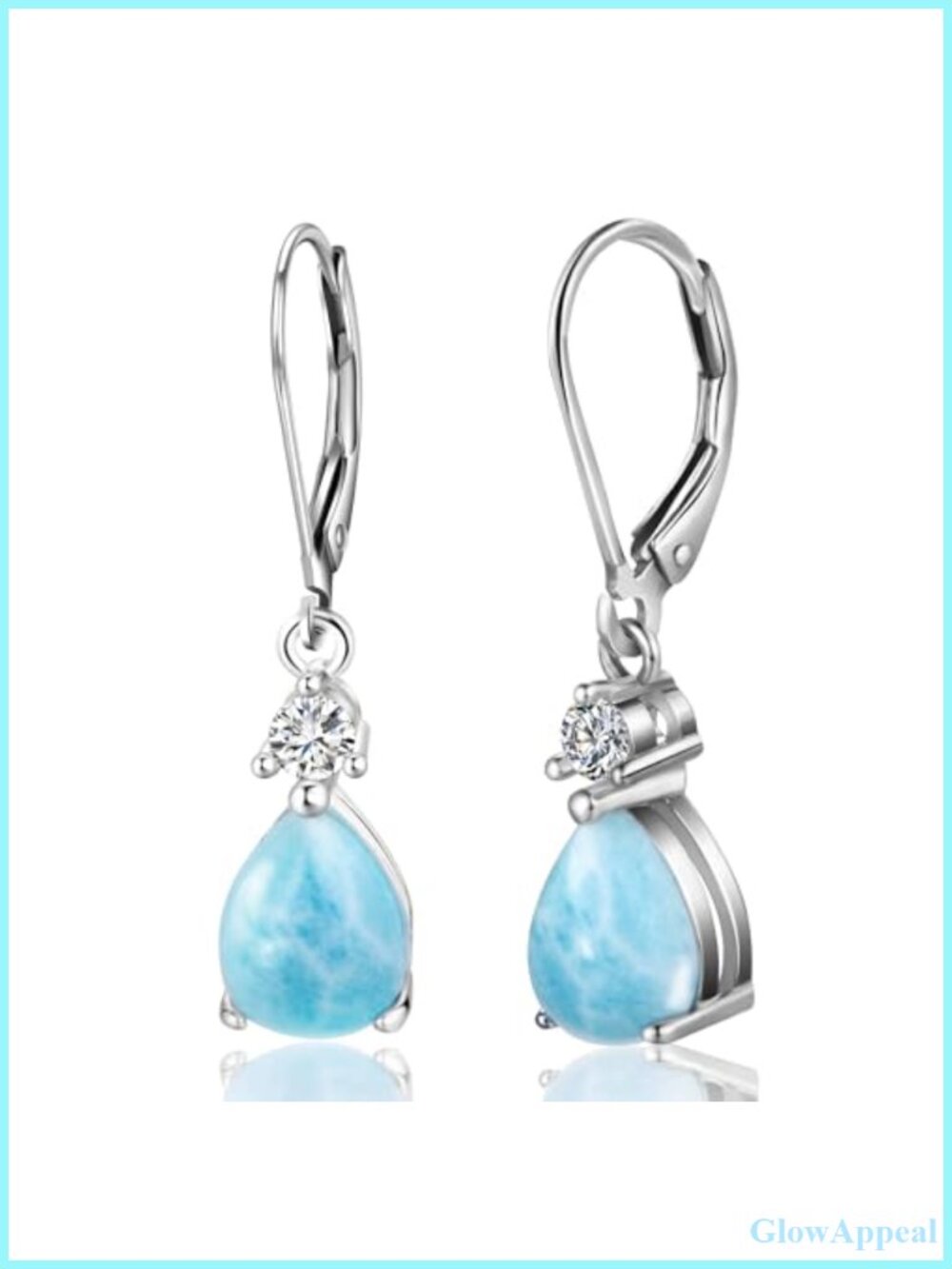 925 Sterling Silver Larimar Dangle Drop Earrings Leverback Hypoallergenic